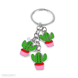 China supplier fresh zinc alloy keychains custom enamel cactus key chain