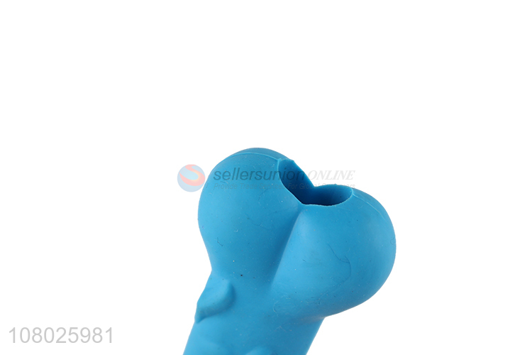 Popular product blue silicone pet molar toy dog face bone