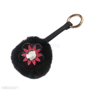 Factory wholesale black plush fashion pendant portable keychain