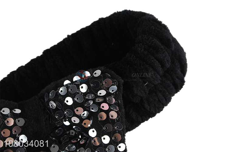 China supplier stylish sequined microfiber makeup headband for washing face