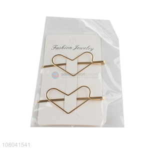 Best price heart shape golden alloy women hairpin for sale