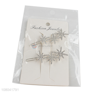 Hot sale silver snowflakes shape girls hairpin hair clips