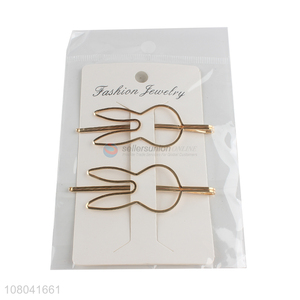 Good sale cute rabbit shape golden alloy hairpin wholesale