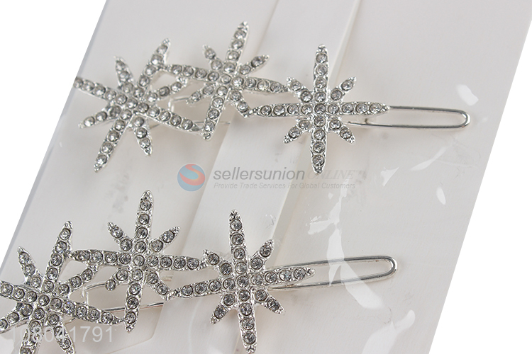 Hot sale silver snowflakes shape girls hairpin hair clips