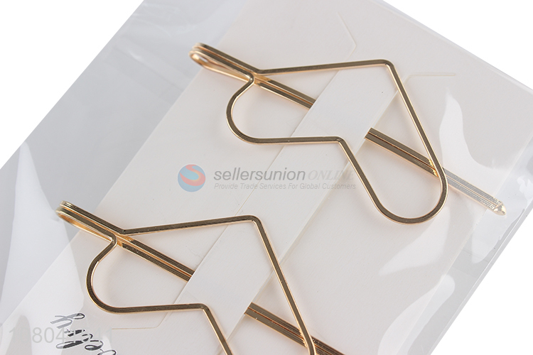 Best price heart shape golden alloy women hairpin for sale