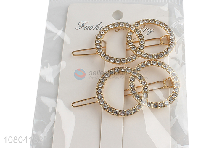 Popular products alloy circle hollow ladies hairpin for sale