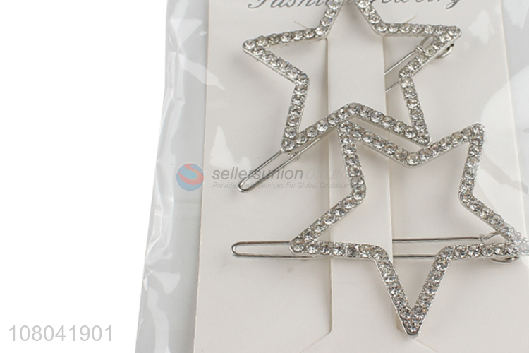 Yiwu market silver hollow star shape women hairpin for sale