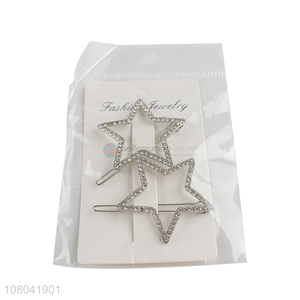 Yiwu market silver hollow star shape women hairpin for sale