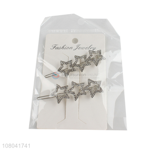 Low price silver star shape delicate ladies hairpin