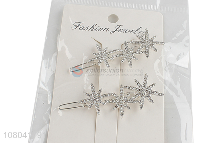 Hot sale silver snowflakes shape girls hairpin hair clips