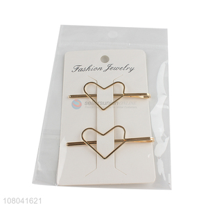 Good price heart shape golden alloy hair pin hair clips