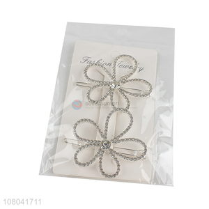 Best quality silver flower shape women hairpin for sale