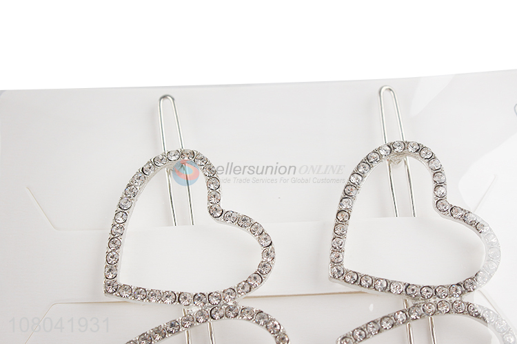 Top products silver heart shape hollow women hairpin for sale