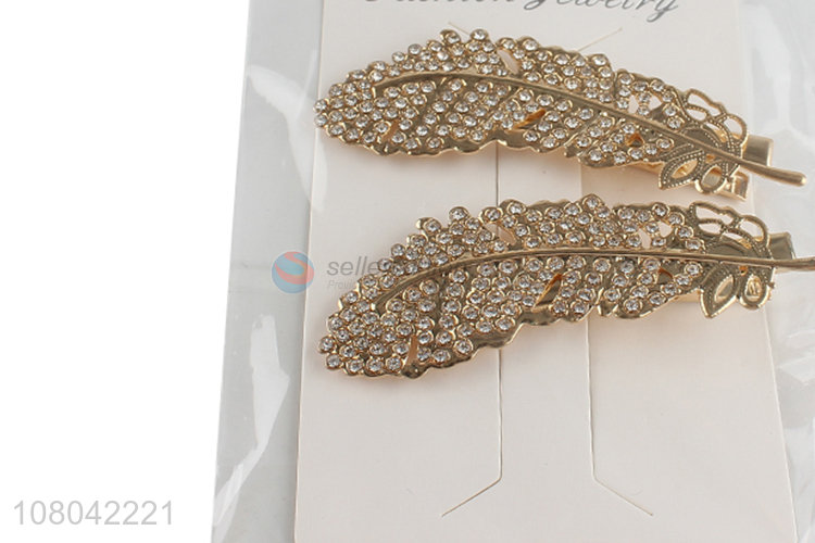 China supplier leaves shape alloy fashion hairpin for decoration