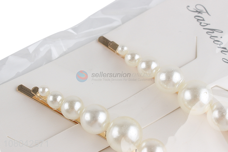 Top quality white delicate pearl women hairpin for sale