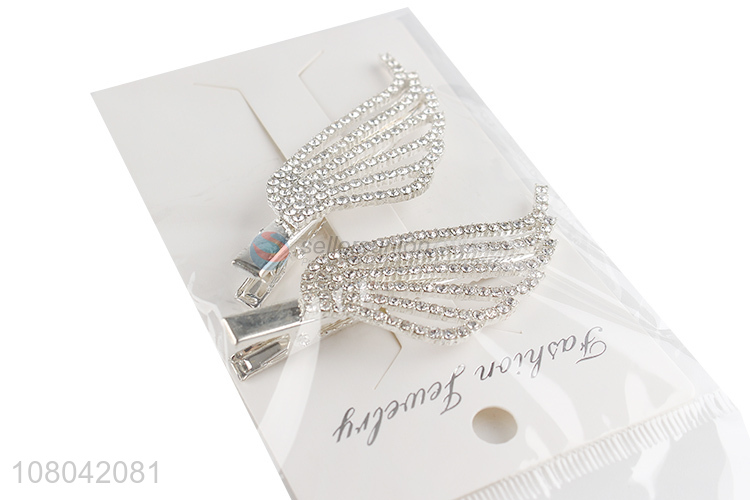 Low price silver alloy wings shape girls hairpin for decoration