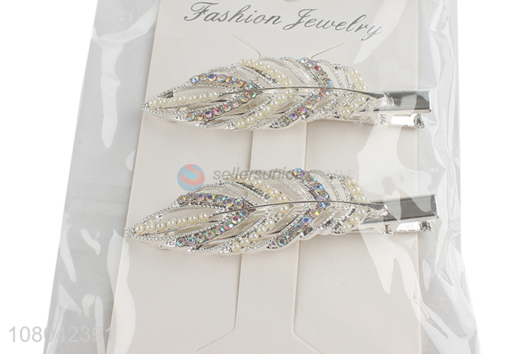 Latest products silver leaves shape creative hairpin for women