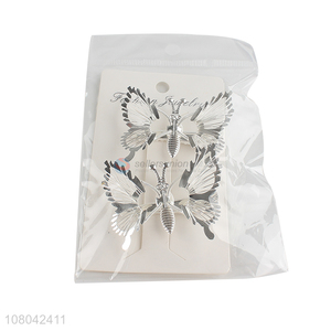 Low price silver butterfly shape women hairpin for dance party