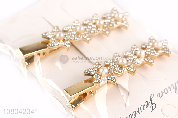 Factory price alloy flower shape pearl hairpin hair clips