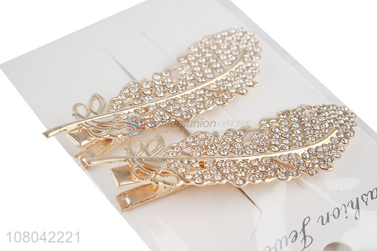 China supplier leaves shape alloy fashion hairpin for decoration