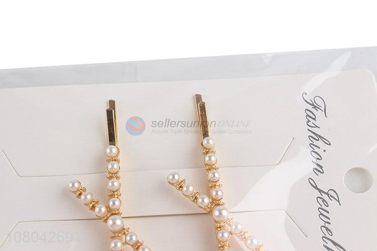 Yiwu wholesale alloy pearls hairpin women fashion hair decoration