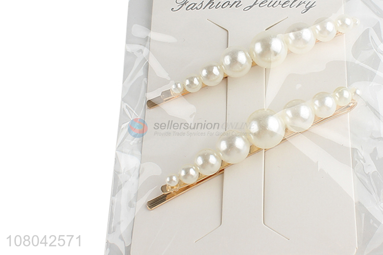 Top quality white delicate pearl women hairpin for sale