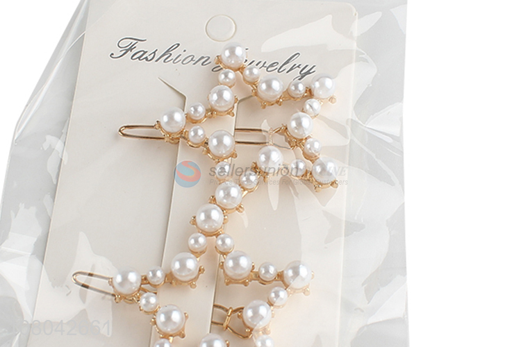 Top sale star shape hollow jewelry pearl hairpin wholesale