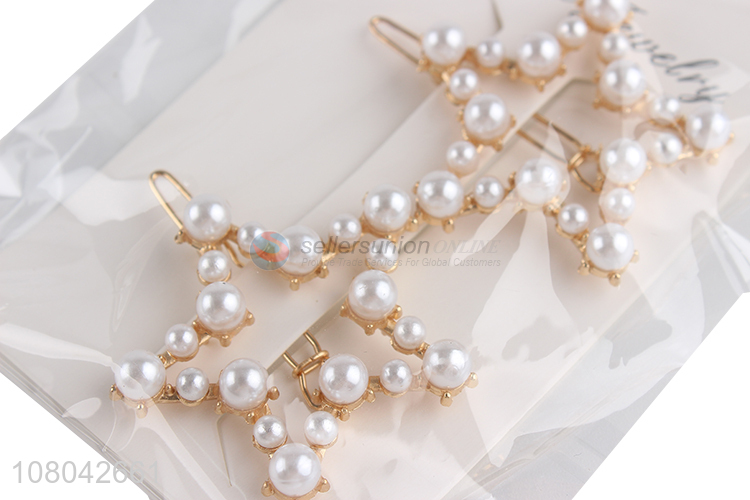 Top sale star shape hollow jewelry pearl hairpin wholesale