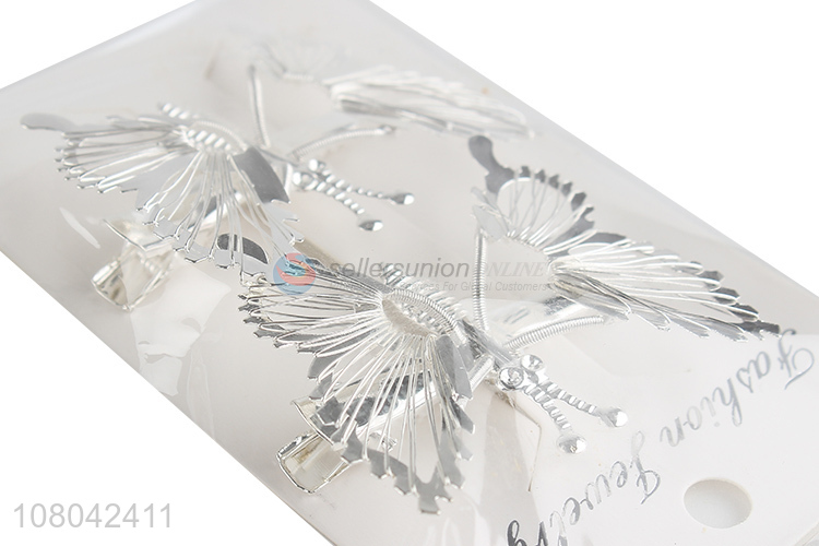 Low price silver butterfly shape women hairpin for dance party