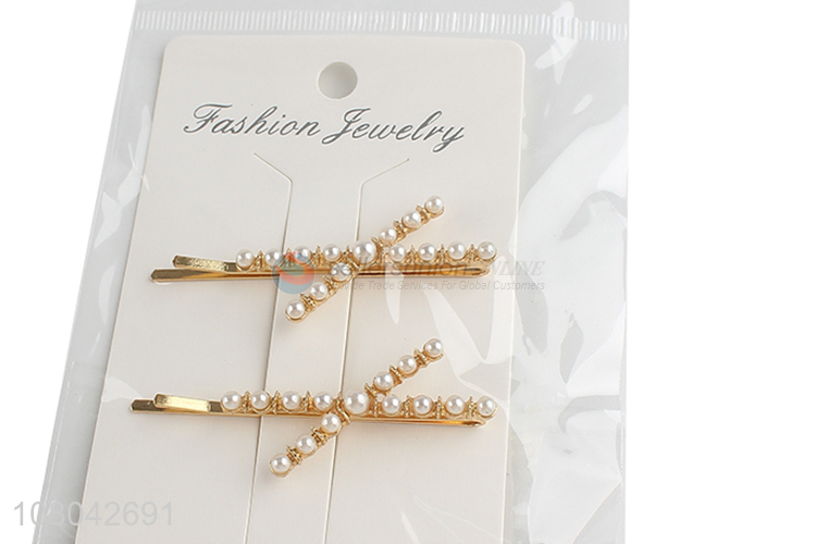 Yiwu wholesale alloy pearls hairpin women fashion hair decoration