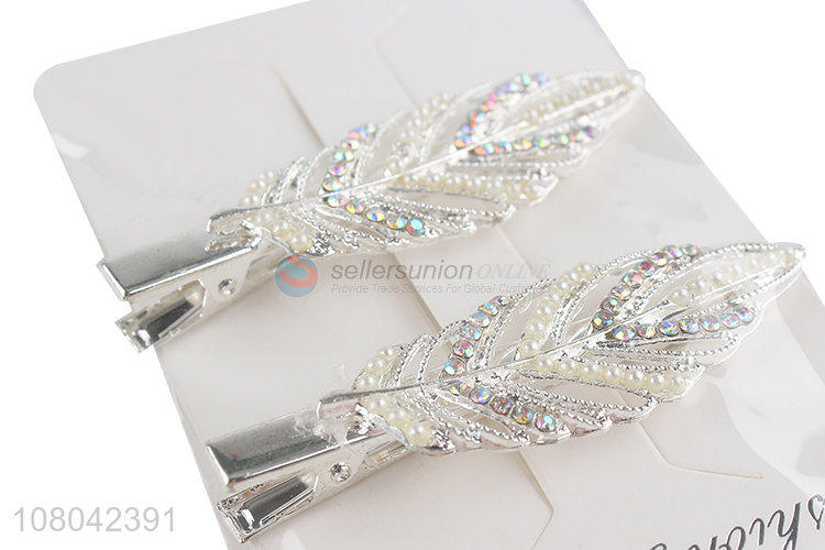 Latest products silver leaves shape creative hairpin for women