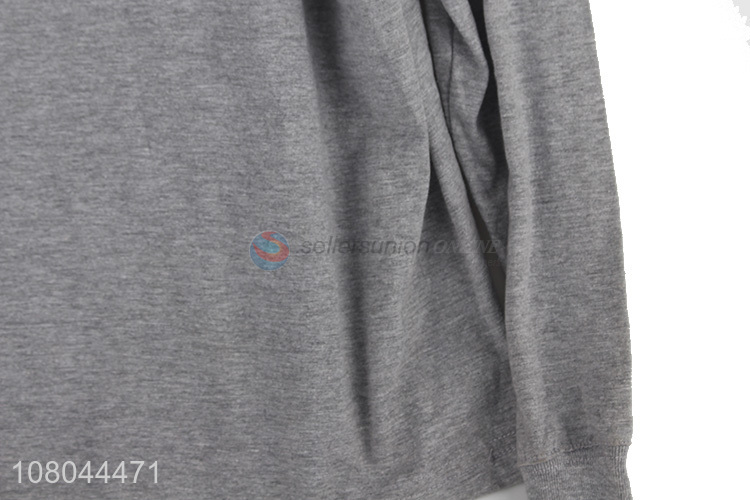 Factory wholesale gray cotton long-sleeved T-shirt for men