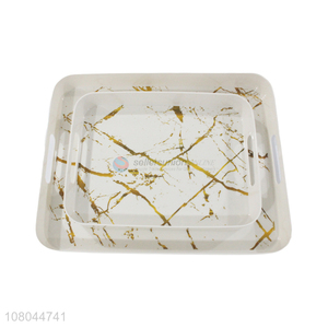 Wholesale Marbling Melamine Tray Serving Tray With Handle