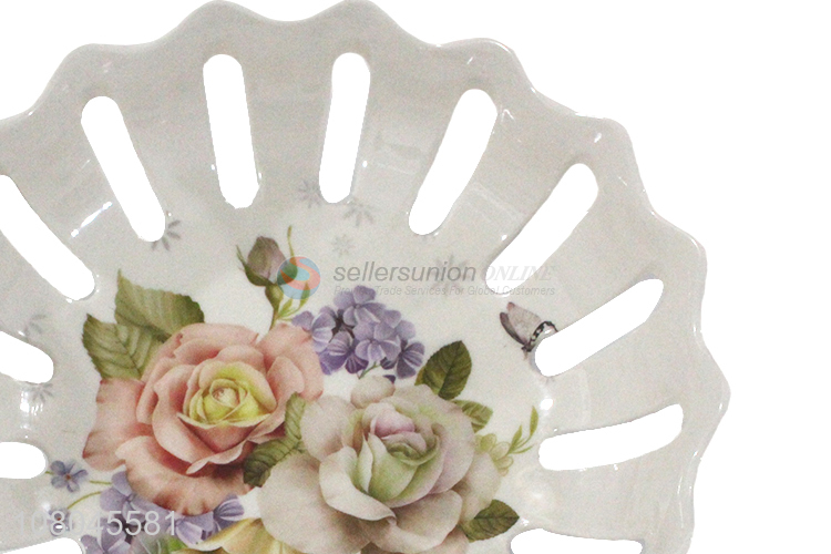 Fashion Home Decorative Hollow Melamine Fruit Tray Fruit Basket