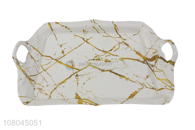 New Style Marbling Melamine Tray Serving Tray With Handle