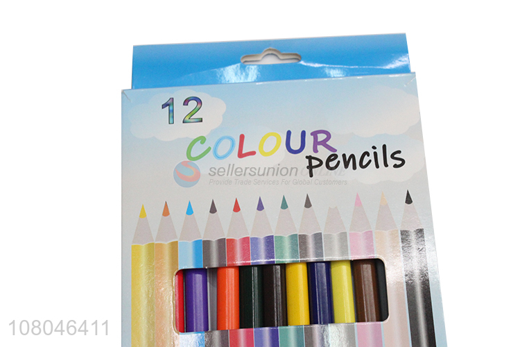 Top product 12 colors wooden colored pencils kids coloring pencils