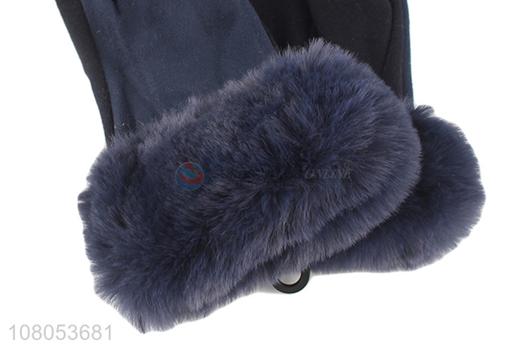 Yiwu market blue plus gloves ladies fashion warm gloves