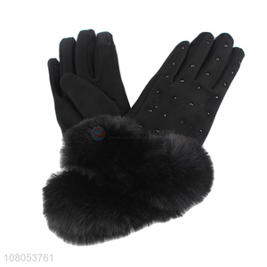 Online wholesale balck winter outdoor warm gloves for ladies