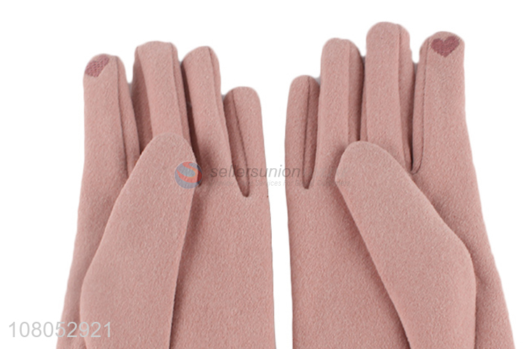 Wholesale pink ladies windproof gloves creative touch screen gloves