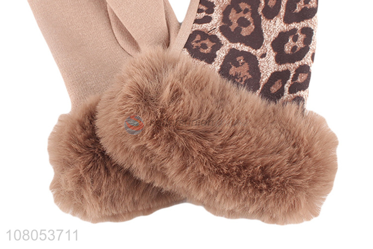 Online wholesale fashion leopard plus gloves winter warm gloves