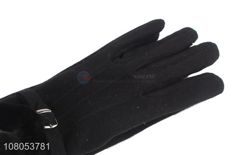 Low price wholesale black winter touch screen gloves for women