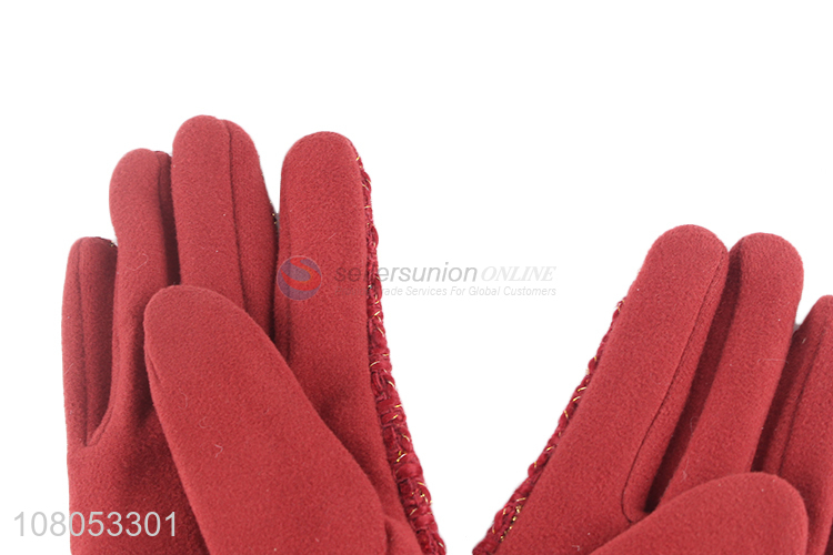 Best selling red fashion outdoor cold gloves for women