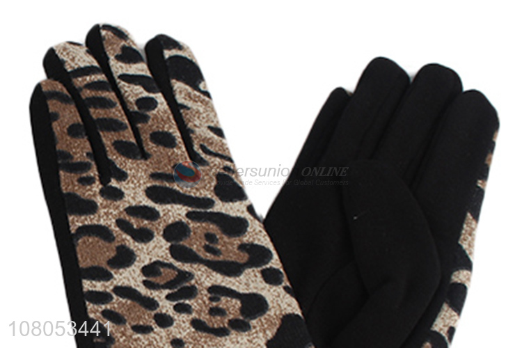 New style fashion leopard winter riding windproof gloves