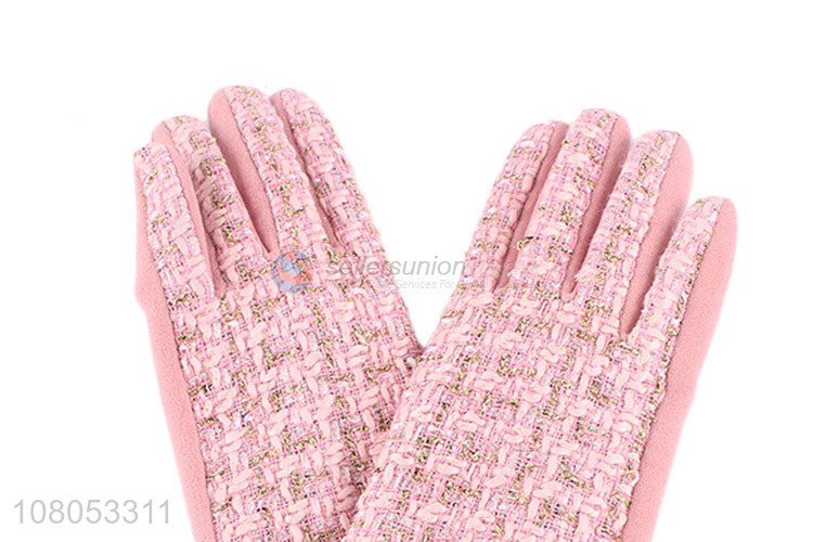 Wholesale pink ladies windproof gloves outdoor riding gloves