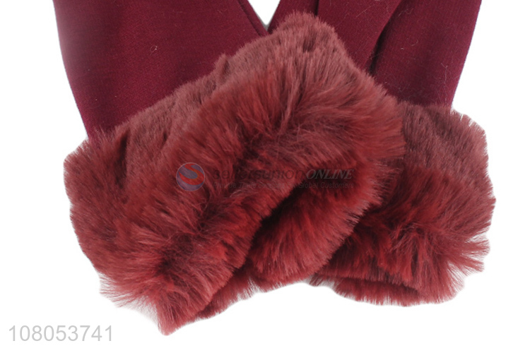 Factory direct sale red outdoor plus velvet gloves for winter