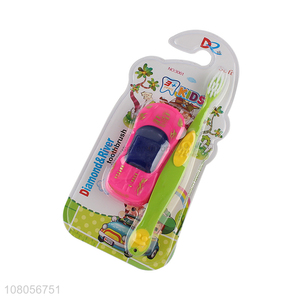 New arrival green plastic household toothbrush with toy car