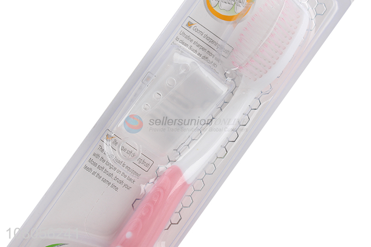 Good quality pink plastic portable household toothbrush