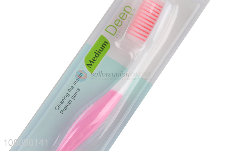 Factory wholesale sale pink plastic toothbrushes for household