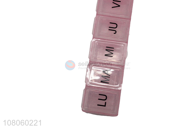 High quality pink plastic portable pill box for travel