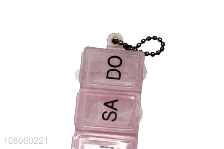 High quality pink plastic portable pill box for travel